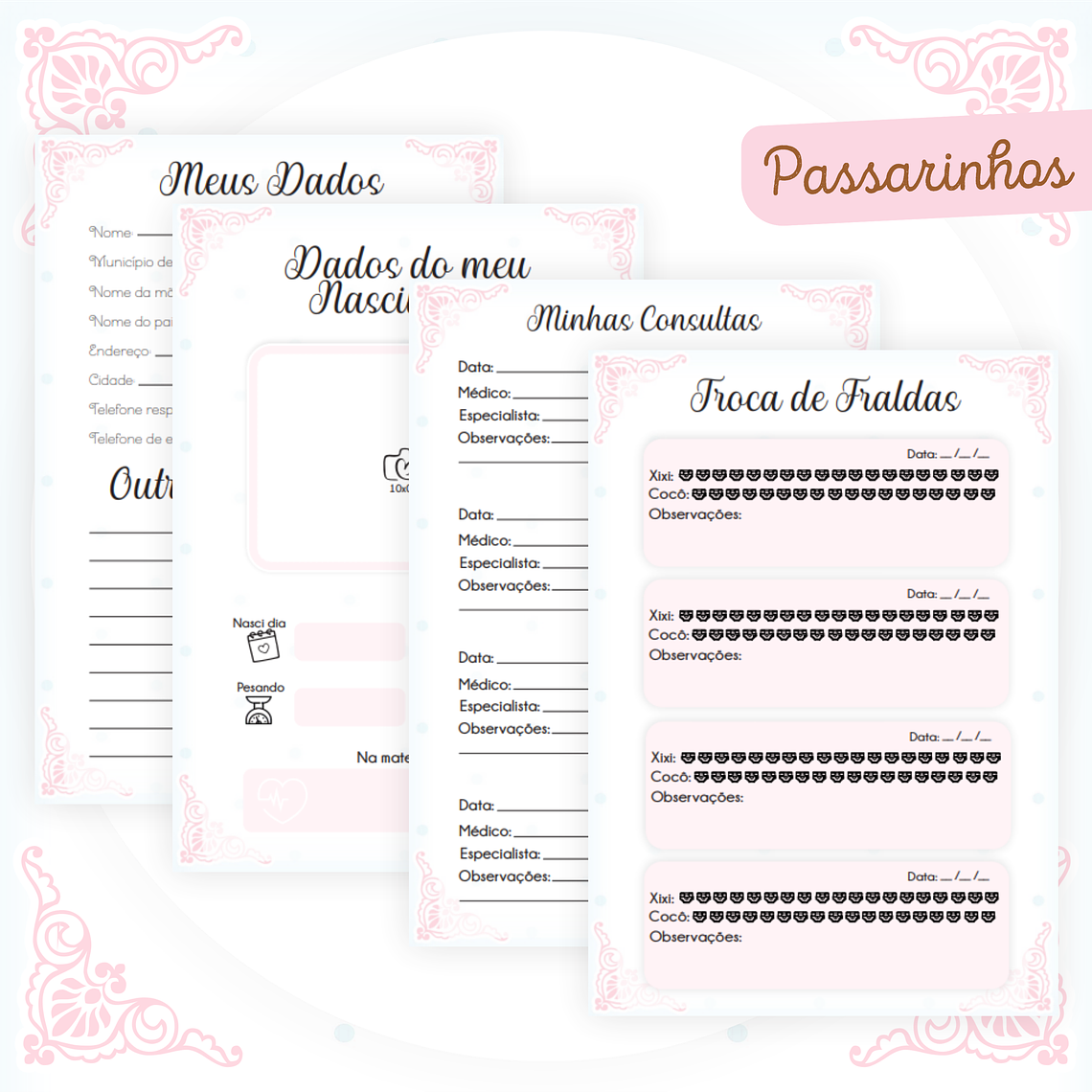 Arquivo Kit Encadernação Baby Completo - Passarinhos 5