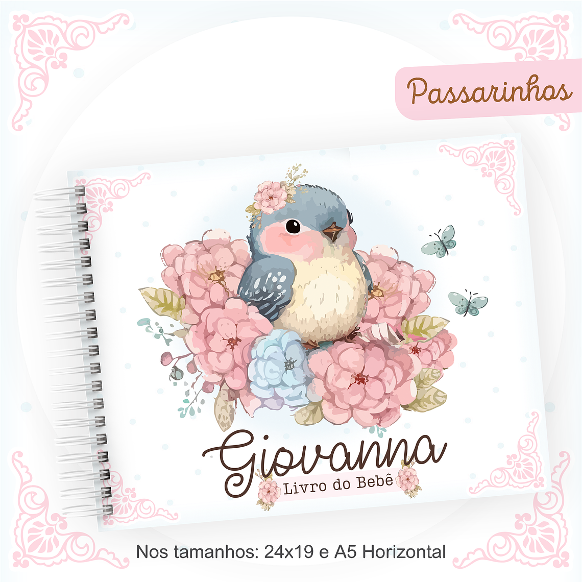 Arquivo Kit Encadernação Baby Completo - Passarinhos 10