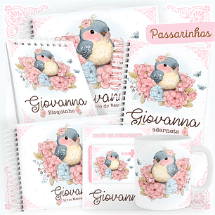 Arquivo Kit Encadernação Baby Completo - Passarinhos