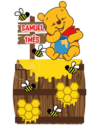 Arquivo topo de bolo Ursinho Pooh