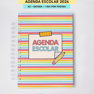 ARQUVO AGENDA ESCOLAR DATADA 2026 | A5 | 1 DIA POR PÁGINA| ARQUIVO DIG