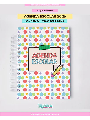 ARQUIVO AGENDA ESCOLAR DATADA 2026 | A5 | 2 DIAS POR PÁGINA