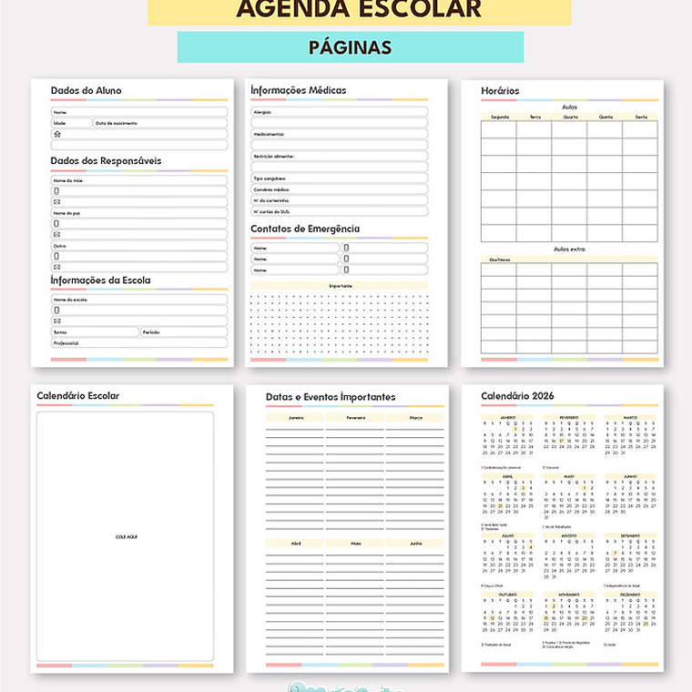 ARQUIVO AGENDA ESCOLAR DATADA 2026 | A5 | 2 DIAS POR PÁGINA 3