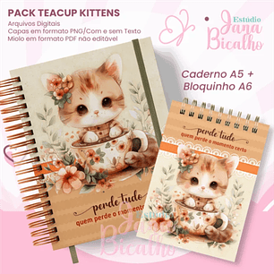 Arquivo Caderno Pautado A5+Bloquinho A6 Teacup kittens