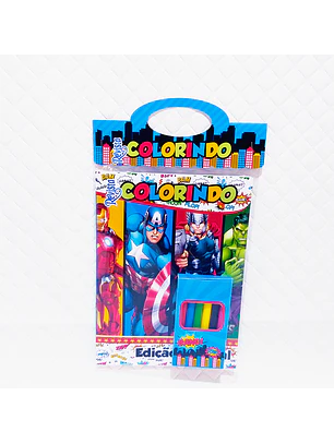 Arquivo Kit Revista de Colorir + Caixinha Giz de Cera - Vingadores