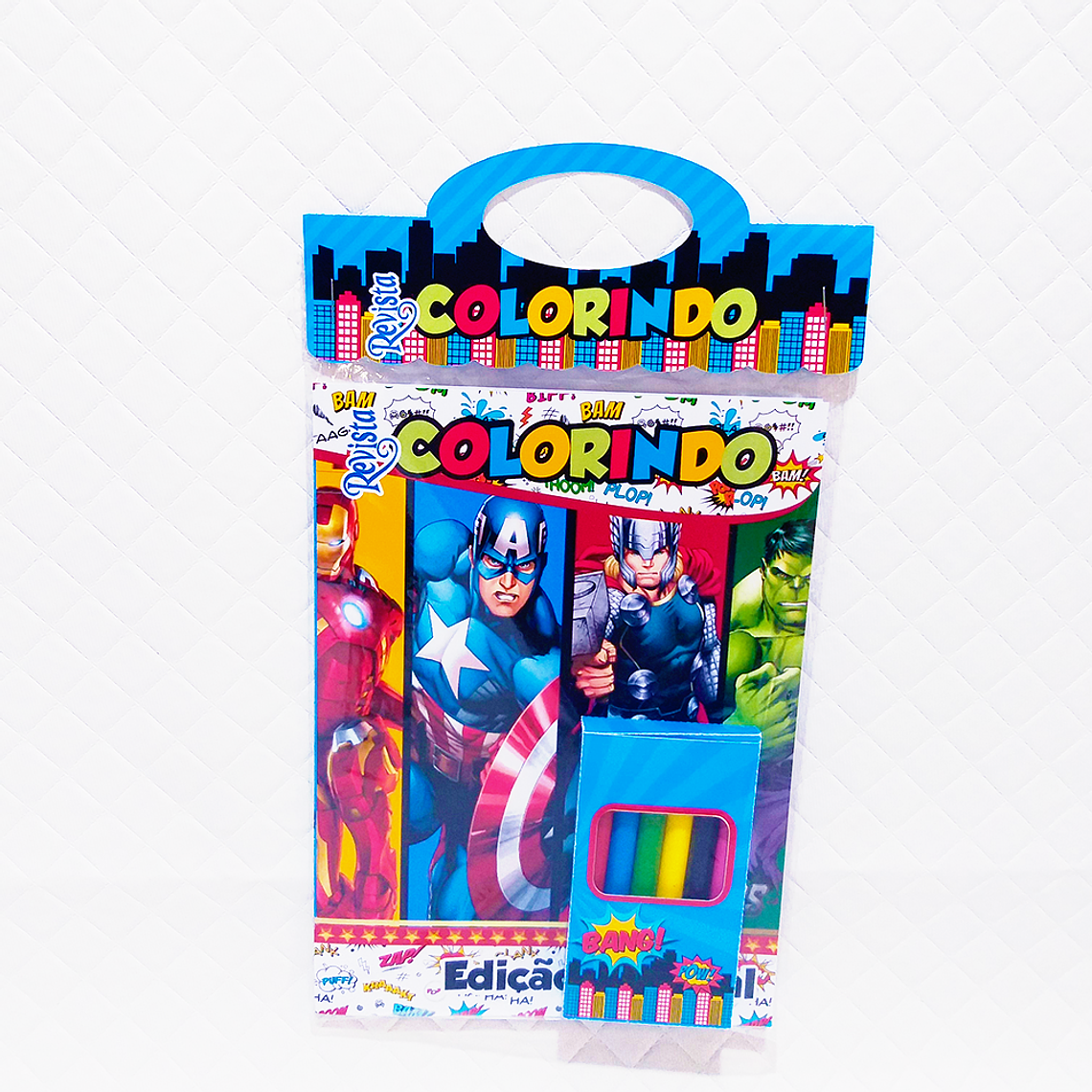 Arquivo Kit Revista de Colorir + Caixinha Giz de Cera - Vingadores 1
