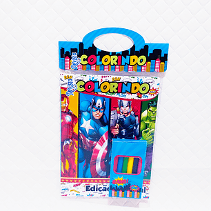 Arquivo Kit Revista de Colorir + Caixinha Giz de Cera - Vingadores