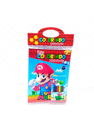 Arquivo Kit Revista de Colorir + Caixinha Giz de Cera - Super Mario