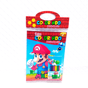 Arquivo Kit Revista de Colorir + Caixinha Giz de Cera - Super Mario