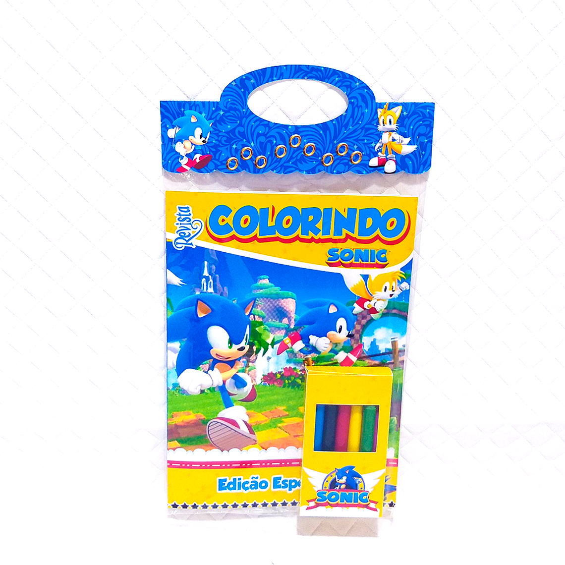 Arquivo Kit Revista de Colorir + Caixinha Giz de Cera - Sonic 1
