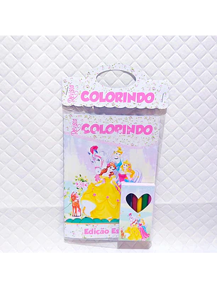 Arquivo Kit Revista de Colorir + Caixinha Giz de Cera - Princesas
