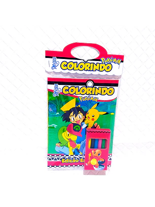 Arquivo Kit Revista de Colorir + Caixinha Giz de Cera - Pokemon