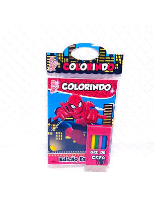 Arquivo Kit Revista de Colorir + Caixinha Giz de Cera - Homem Aranha