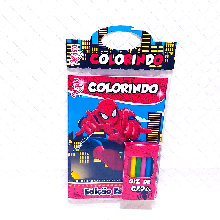 Arquivo Kit Revista de Colorir + Caixinha Giz de Cera - Homem Aranha 1