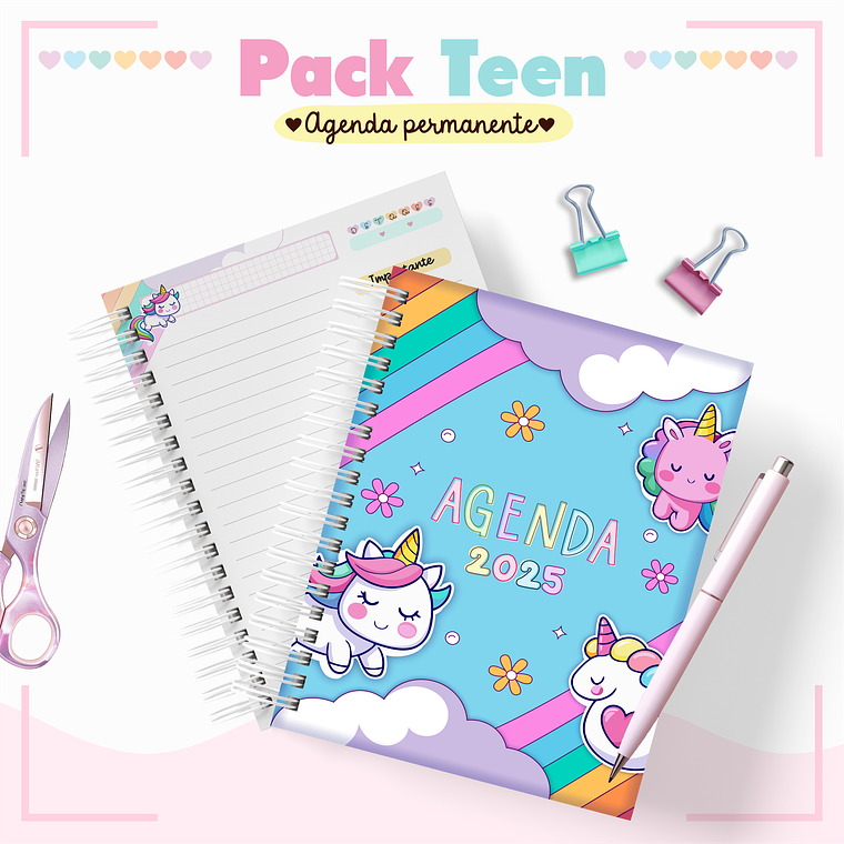 Arquivo Pack Teen - Agenda Pemanente + Caneca - Unicórnio 1