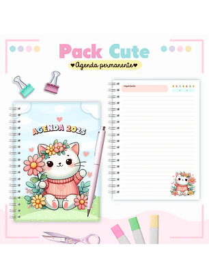 Arquivo Pack Teen - Agenda Pemanente + Caneca - Gatinha Cute