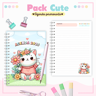 Arquivo Pack Teen - Agenda Pemanente + Caneca - Gatinha Cute
