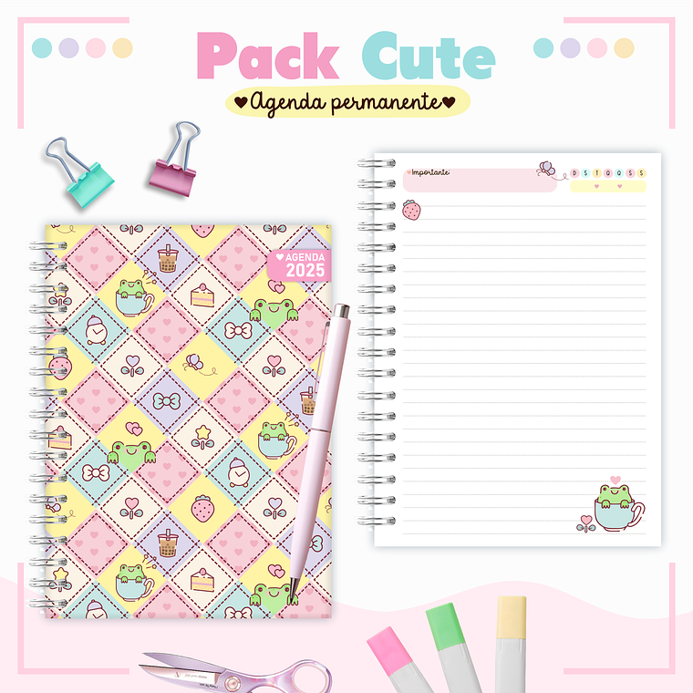 Arquivo Pack Teen - Agenda Permanente + Caneca - Kawai Cute 1