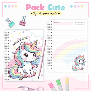 Arquivo Pack Teen - Agenda Permanente + Caneca - Unicórnio Cute