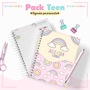 Arquivo Pack Teen - Agenda Pemanente + Caneca - Arco Íris Candy