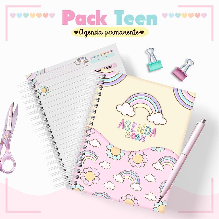 Arquivo Pack Teen - Agenda Pemanente + Caneca - Arco Íris Candy 1