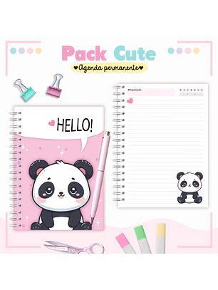 Arquivo Pack Teen - Agenda Pemanente + Caneca - Panda Cute
