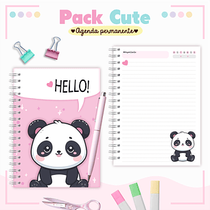 Arquivo Pack Teen - Agenda Pemanente + Caneca - Panda Cute