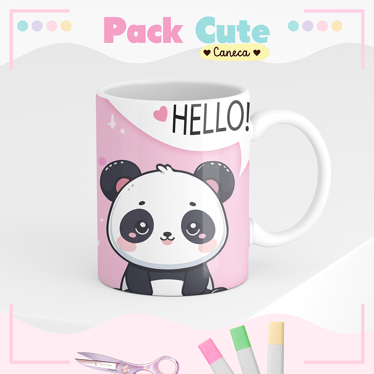 Arquivo Pack Teen - Agenda Pemanente + Caneca - Panda Cute 2