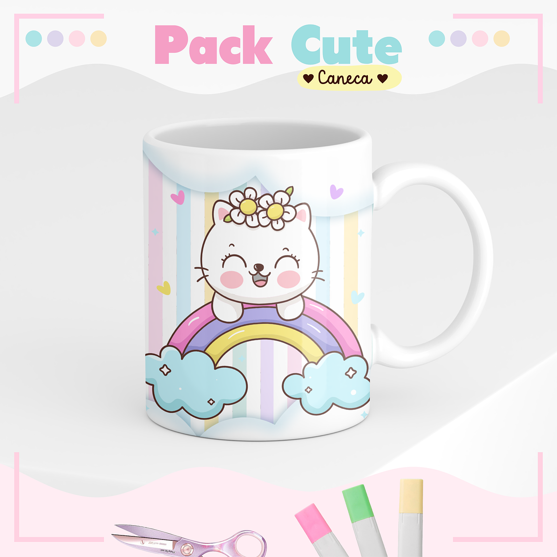 Arquivo Pack Teen - Agenda Pemanente + Caneca - Gatinho Cute 2