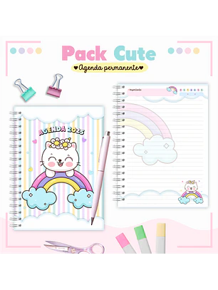 Arquivo Pack Teen - Agenda Pemanente + Caneca - Gatinho Cute