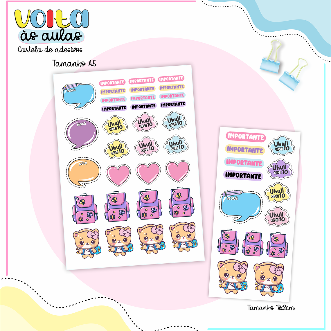 Arquivo Cartela de Adesivos Escolar Menina 1