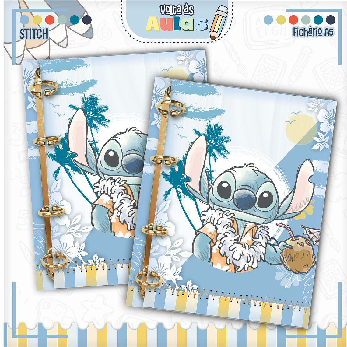 Arquivo Encadernação Kit Escolar - Stitch 2