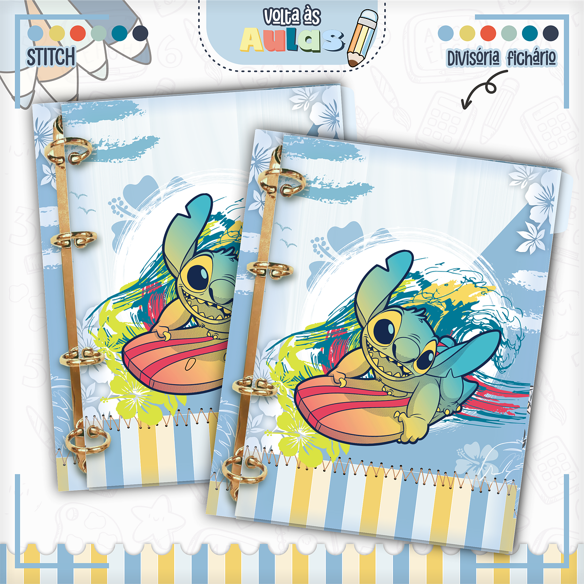 Arquivo Encadernação Kit Escolar - Stitch 3