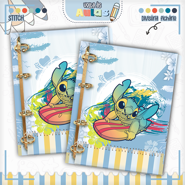 Arquivo Encadernação Kit Escolar - Stitch 3