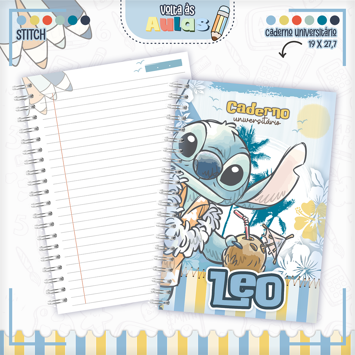 Arquivo Encadernação Kit Escolar - Stitch 6