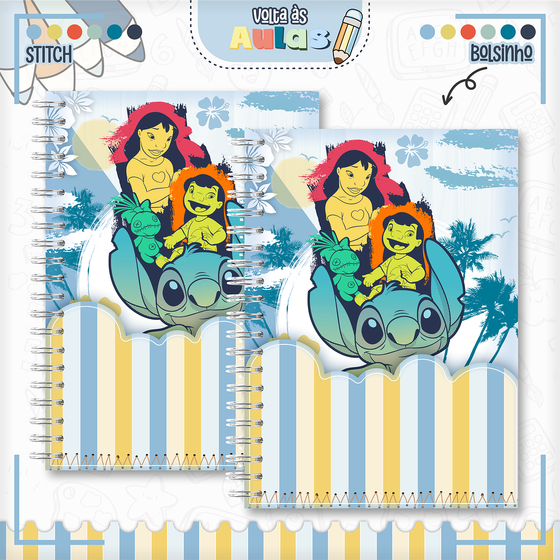 Arquivo Encadernação Kit Escolar - Stitch 7