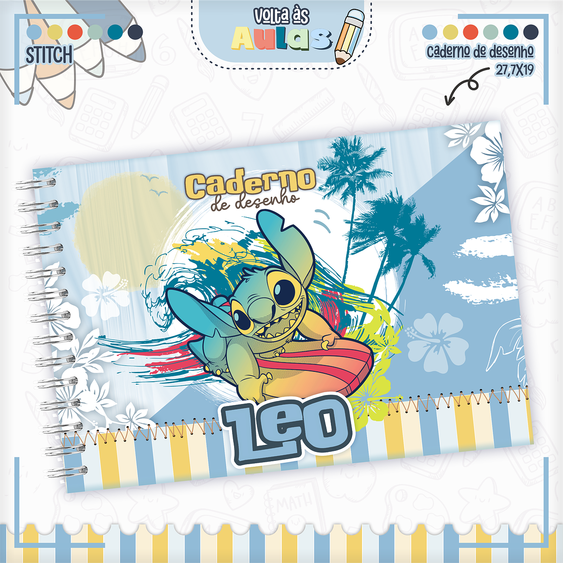 Arquivo Encadernação Kit Escolar - Stitch 10