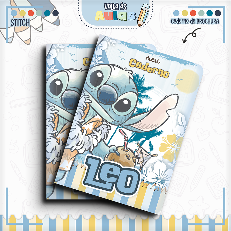 Arquivo Encadernação Kit Escolar - Stitch 12
