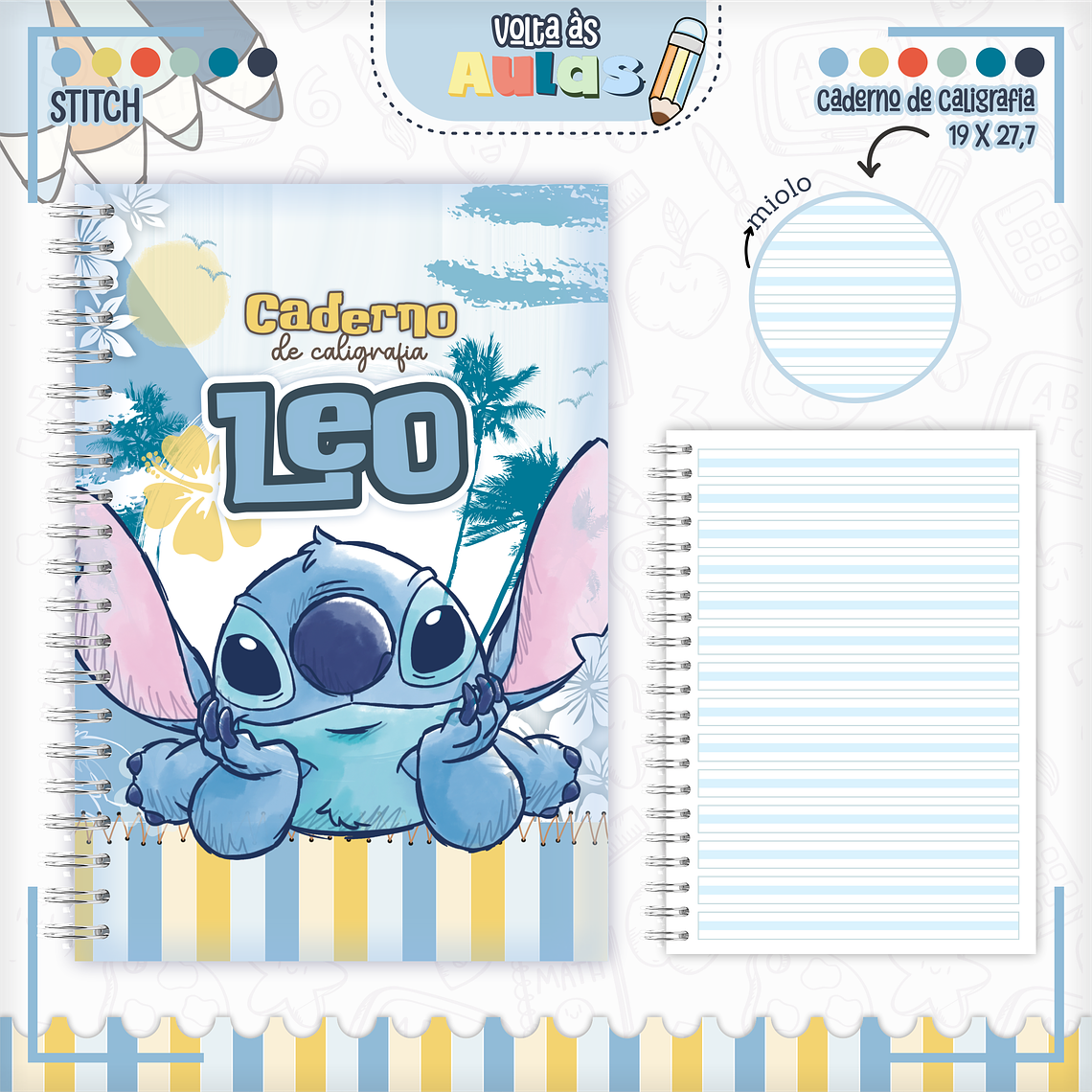Arquivo Encadernação Kit Escolar - Stitch 13