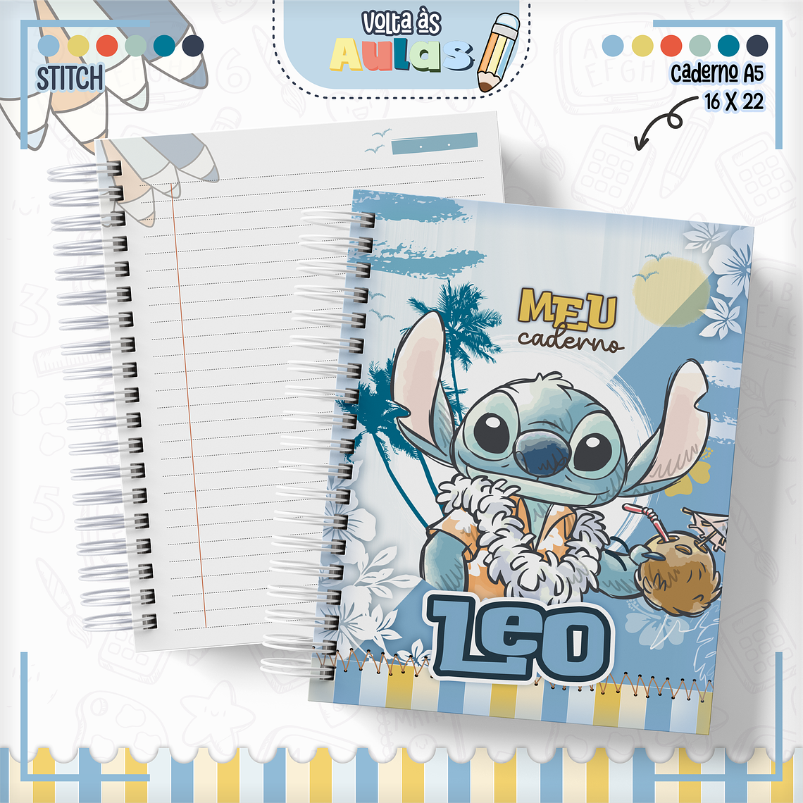 Arquivo Encadernação Kit Escolar - Stitch 15