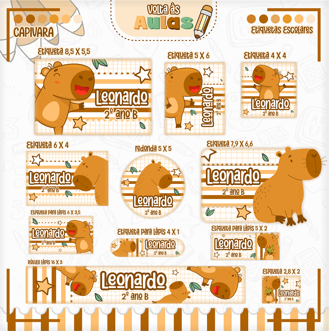 Arquivo Encadernação Kit Escolar - Capivara 10