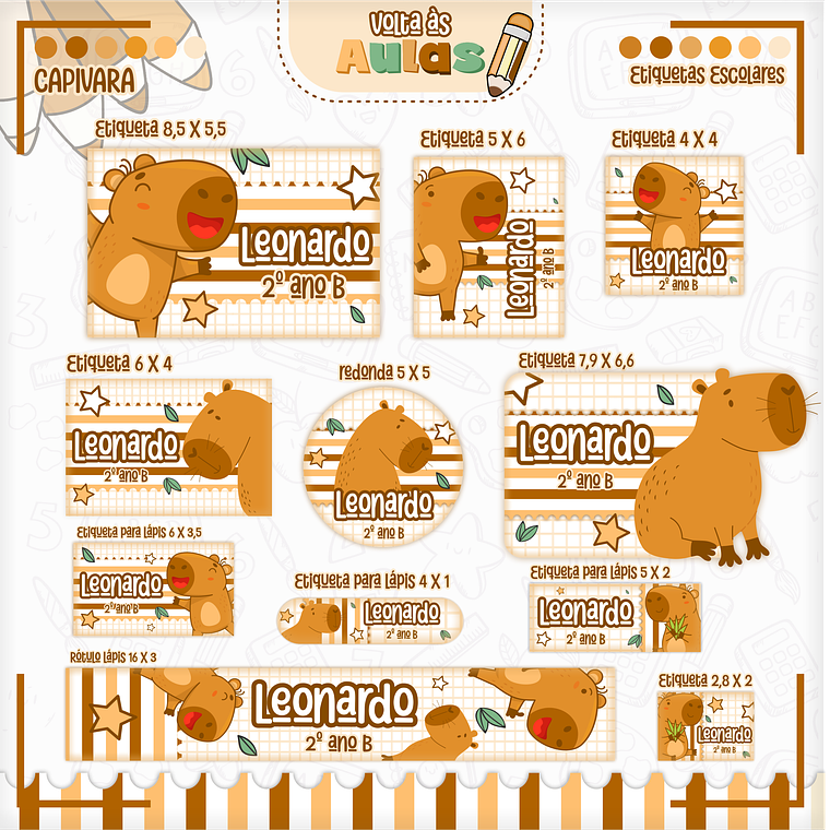 Arquivo Encadernação Kit Escolar - Capivara 10