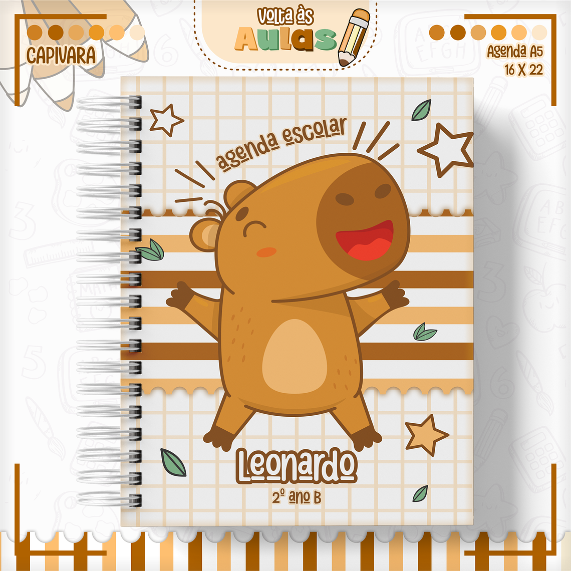 Arquivo Encadernação Kit Escolar - Capivara 13