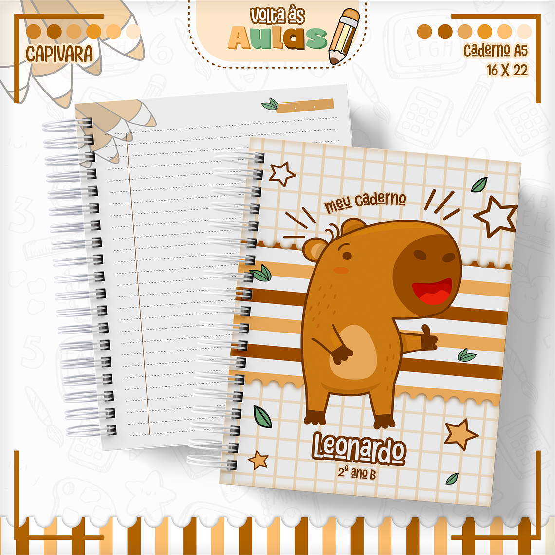 Arquivo Encadernação Kit Escolar - Capivara 14