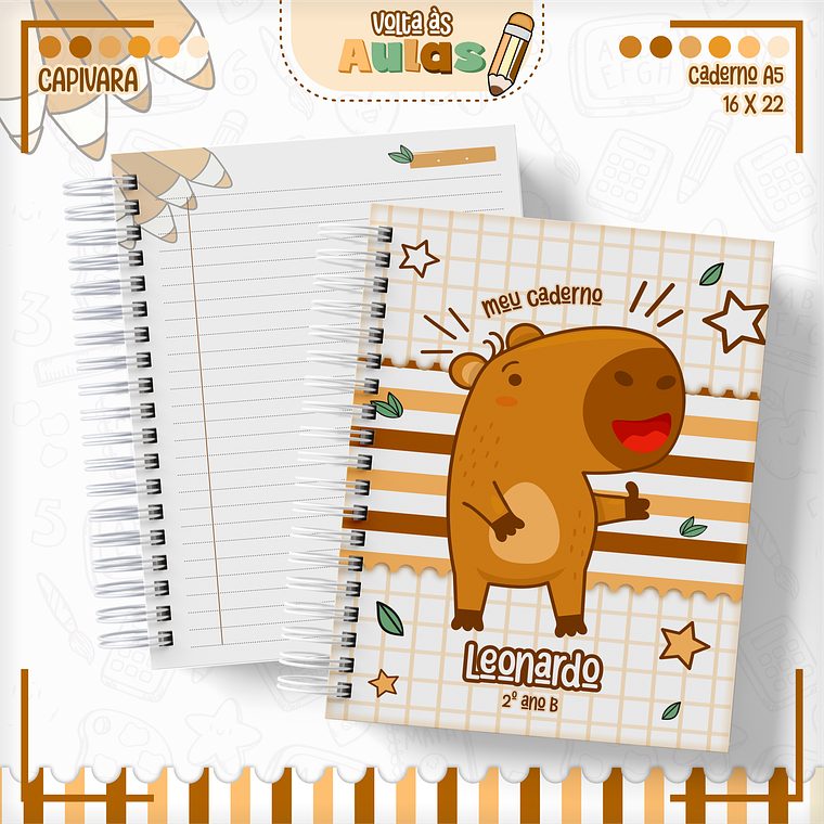 Arquivo Encadernação Kit Escolar - Capivara 14