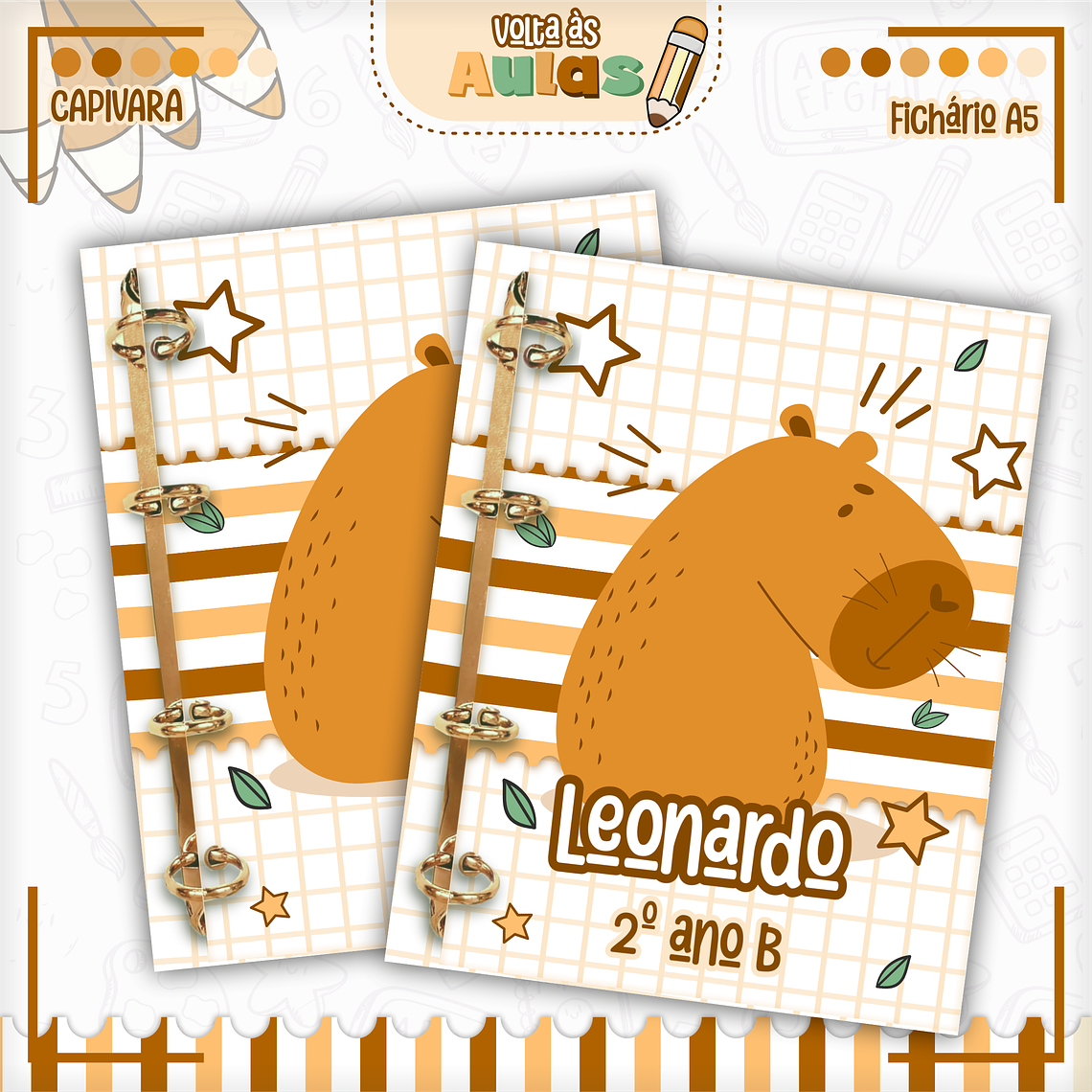 Arquivo Encadernação Kit Escolar - Capivara 15