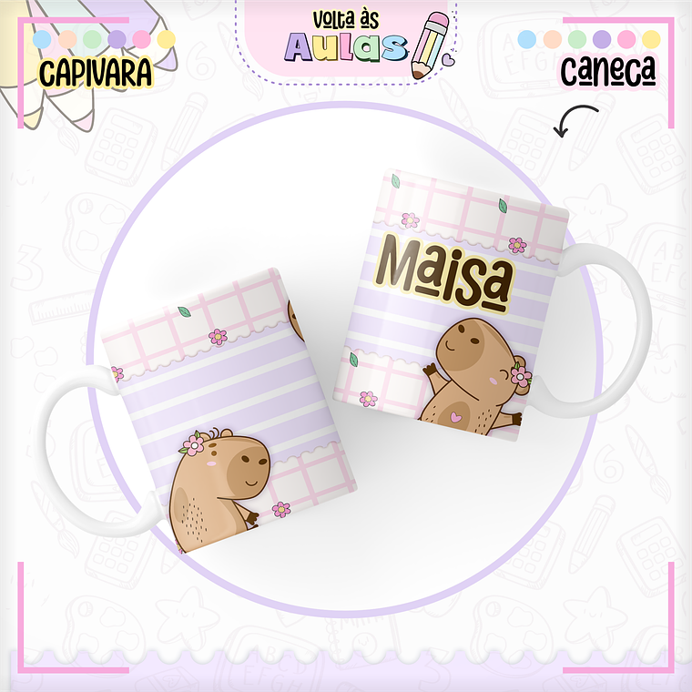Arquivo Encadernação Kit Escolar - Capivara Rosa 11
