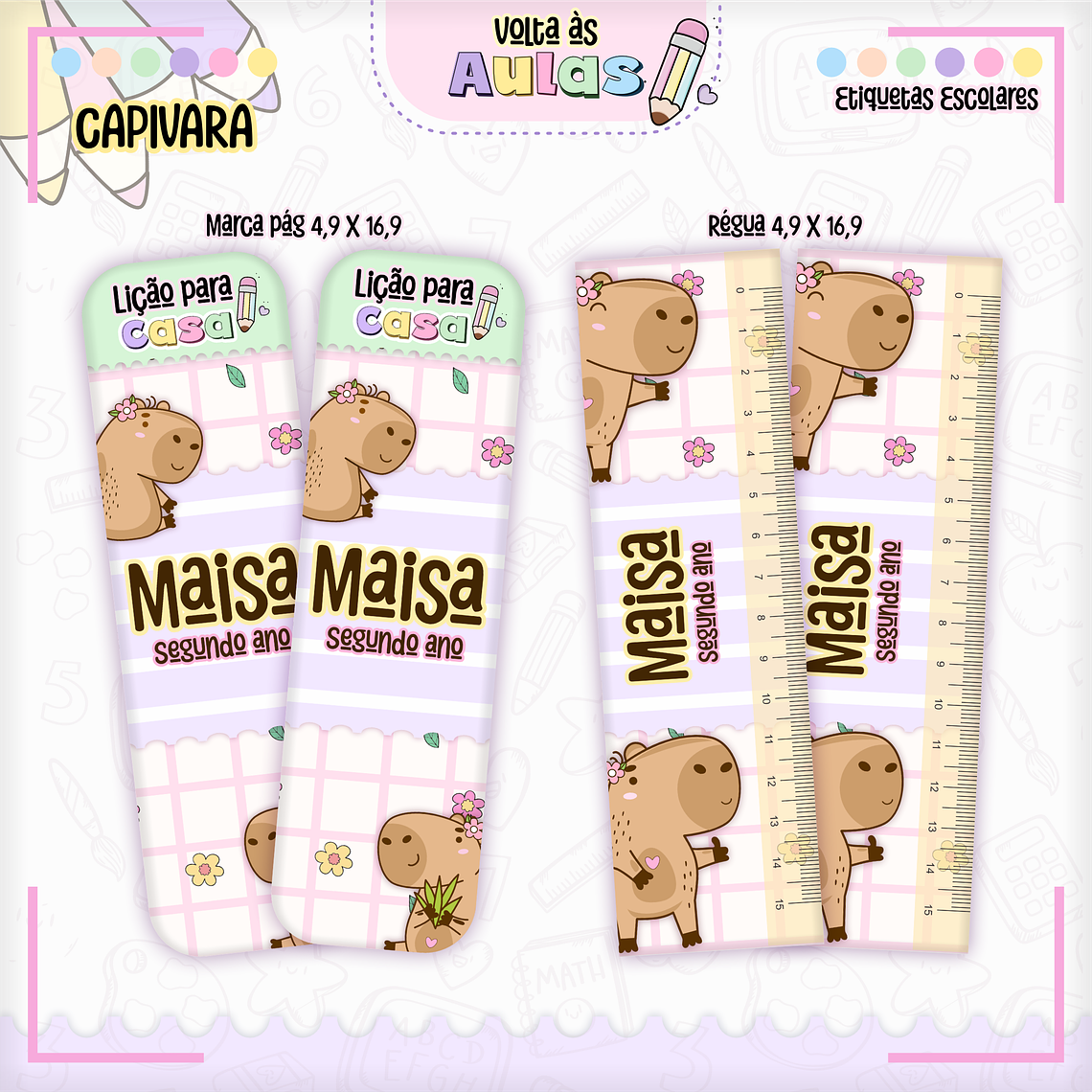 Arquivo Encadernação Kit Escolar - Capivara Rosa 14