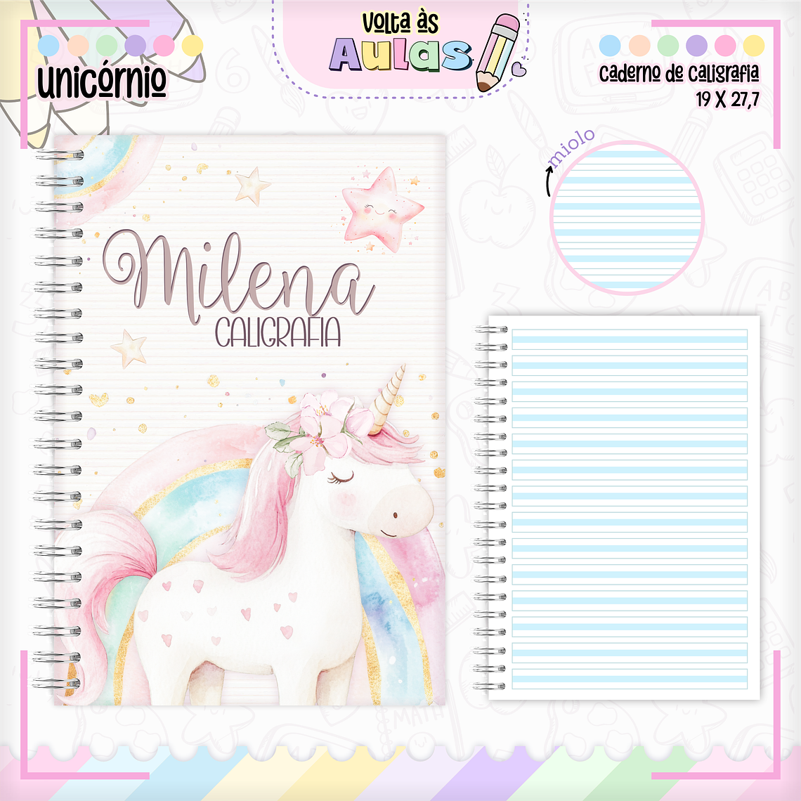 Arquivo Encadernação Kit Escolar - Unicórnio 9