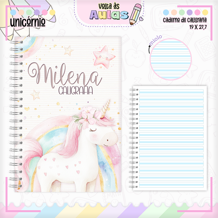 Arquivo Encadernação Kit Escolar - Unicórnio 9